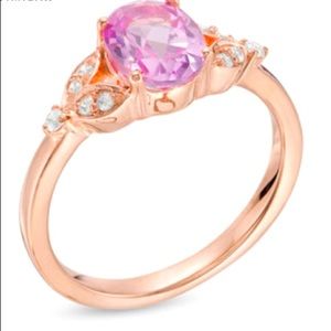 Sapphire 1/10 CT. T.W. Diamond Leaf 10K Rose Gold